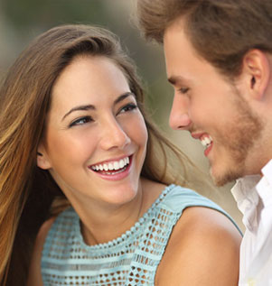 Smiling couple white teeth